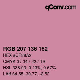 カラーコード: RGB 207 136 162 | qconv.com