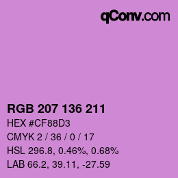 Color code: RGB 207 136 211 | qconv.com