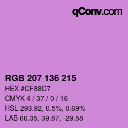 Color code: RGB 207 136 215 | qconv.com