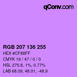 Color code: RGB 207 136 255 | qconv.com