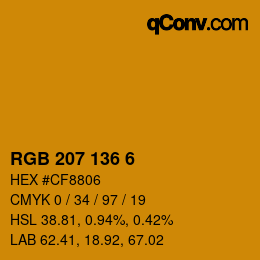 Color code: RGB 207 136 6 | qconv.com