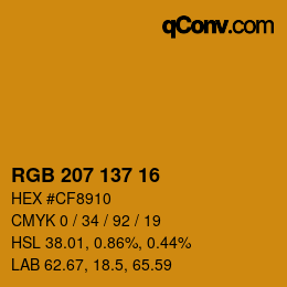 カラーコード: RGB 207 137 16 | qconv.com