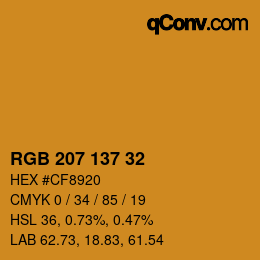 カラーコード: RGB 207 137 32 | qconv.com