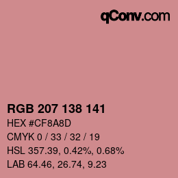 Color code: RGB 207 138 141 | qconv.com