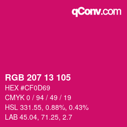 Color code: RGB 207 13 105 | qconv.com