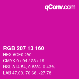 Color code: RGB 207 13 160 | qconv.com