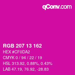 カラーコード: RGB 207 13 162 | qconv.com