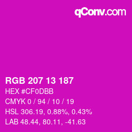 Color code: RGB 207 13 187 | qconv.com