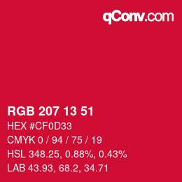 カラーコード: RGB 207 13 51 | qconv.com