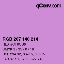 颜色代码: RGB 207 140 214 | qconv.com