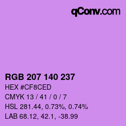カラーコード: RGB 207 140 237 | qconv.com