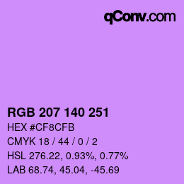 カラーコード: RGB 207 140 251 | qconv.com