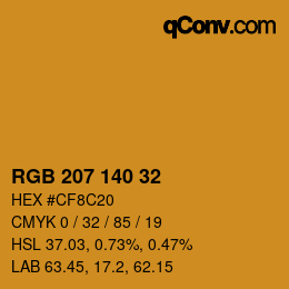 カラーコード: RGB 207 140 32 | qconv.com