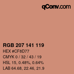 Color code: RGB 207 141 119 | qconv.com