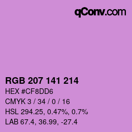 カラーコード: RGB 207 141 214 | qconv.com