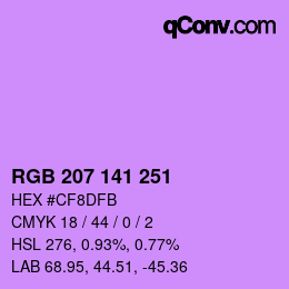 Color code: RGB 207 141 251 | qconv.com