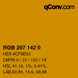 カラーコード: RGB 207 142 0 | qconv.com
