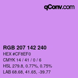 カラーコード: RGB 207 142 240 | qconv.com