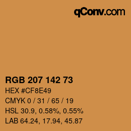 Color code: RGB 207 142 73 | qconv.com