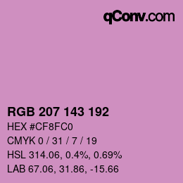 Color code: RGB 207 143 192 | qconv.com
