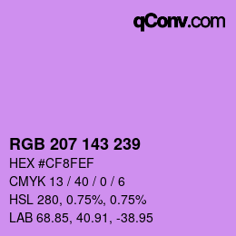 Color code: RGB 207 143 239 | qconv.com