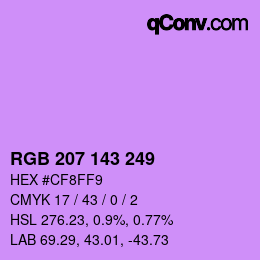 Color code: RGB 207 143 249 | qconv.com