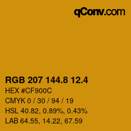 カラーコード: RGB 207 144.8 12.4 | qconv.com