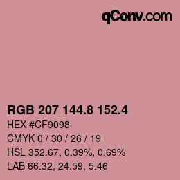 カラーコード: RGB 207 144.8 152.4 | qconv.com