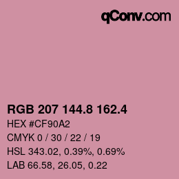 カラーコード: RGB 207 144.8 162.4 | qconv.com