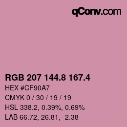 カラーコード: RGB 207 144.8 167.4 | qconv.com