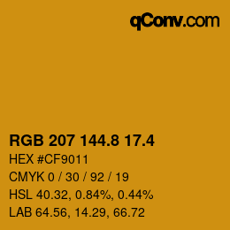 カラーコード: RGB 207 144.8 17.4 | qconv.com