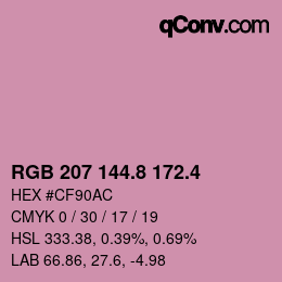 カラーコード: RGB 207 144.8 172.4 | qconv.com