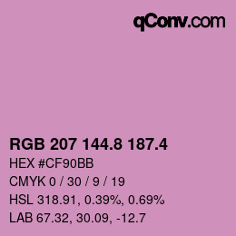カラーコード: RGB 207 144.8 187.4 | qconv.com