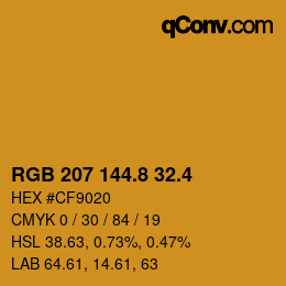 カラーコード: RGB 207 144.8 32.4 | qconv.com