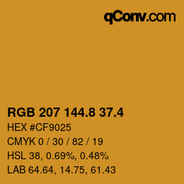 カラーコード: RGB 207 144.8 37.4 | qconv.com