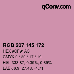 Color code: RGB 207 145 172 | qconv.com