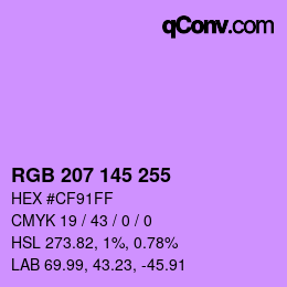 Color code: RGB 207 145 255 | qconv.com