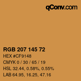 Color code: RGB 207 145 72 | qconv.com