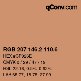 カラーコード: RGB 207 146.2 110.6 | qconv.com