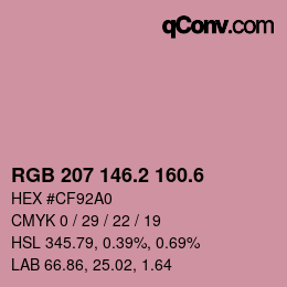 カラーコード: RGB 207 146.2 160.6 | qconv.com