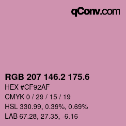 カラーコード: RGB 207 146.2 175.6 | qconv.com