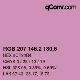 カラーコード: RGB 207 146.2 180.6 | qconv.com
