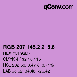 カラーコード: RGB 207 146.2 215.6 | qconv.com