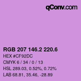 カラーコード: RGB 207 146.2 220.6 | qconv.com