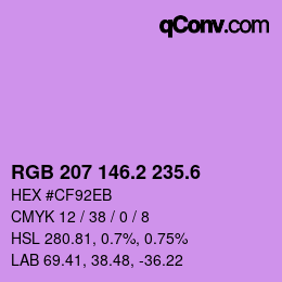 カラーコード: RGB 207 146.2 235.6 | qconv.com