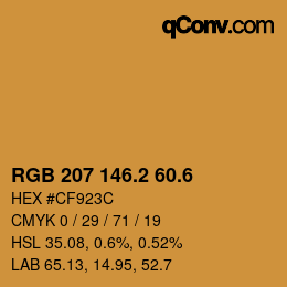 カラーコード: RGB 207 146.2 60.6 | qconv.com