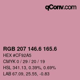 カラーコード: RGB 207 146.6 165.6 | qconv.com
