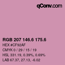 カラーコード: RGB 207 146.6 175.6 | qconv.com