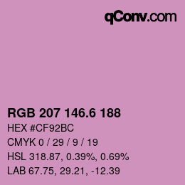 カラーコード: RGB 207 146.6 188 | qconv.com