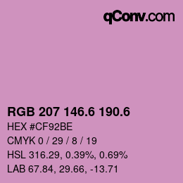 カラーコード: RGB 207 146.6 190.6 | qconv.com